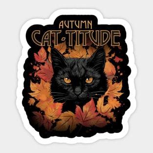 Autumn Cat Cat-Titude Halloween Season Sticker